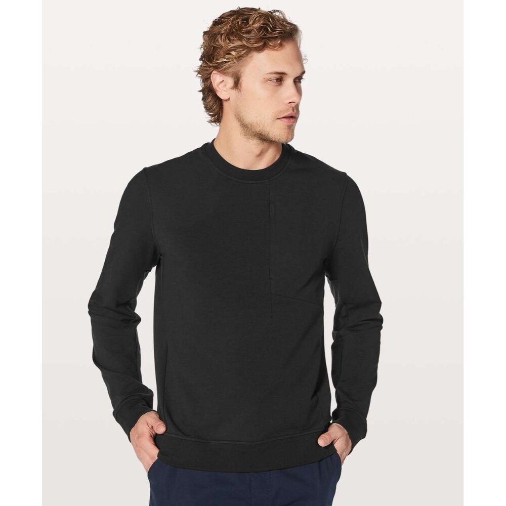 Lululemon Black City Sweat Crewneck Pullover Sweatshirt Mens Size Large